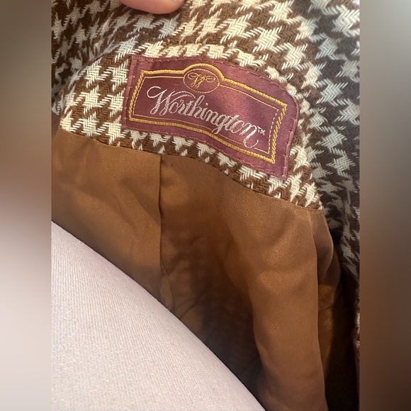 Worthington Brown and white Houndstooth Blazer size 14 - Picture 6 of 7